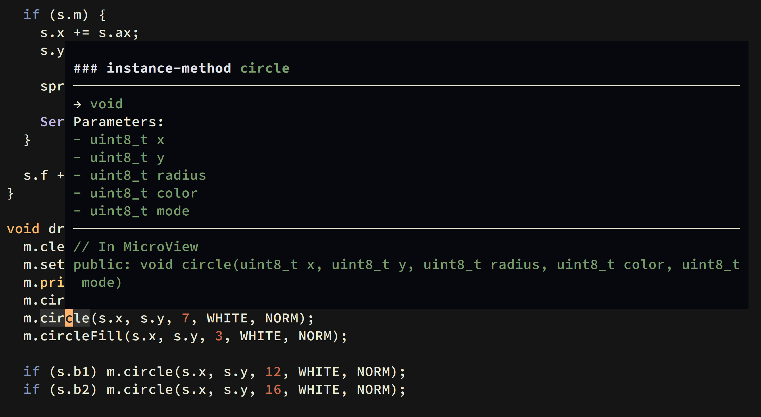 Neovim: MicroView circle